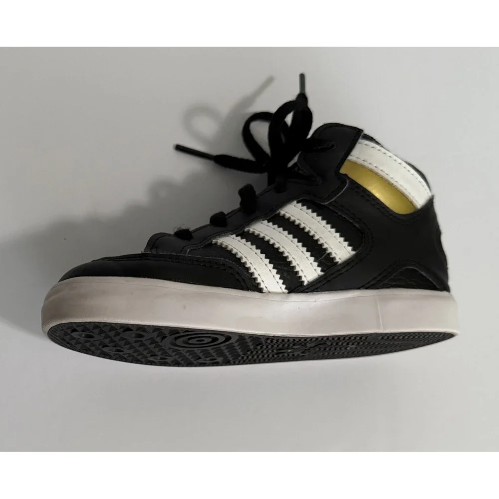 Adidas Hoops‎ Mid 2.0 Kids Black White Gold Sneakers Size 10K FV5738 Ortholite